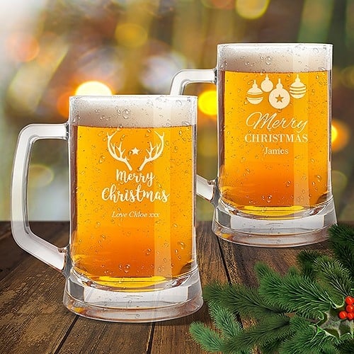 Engraved Glass Beer Mugs