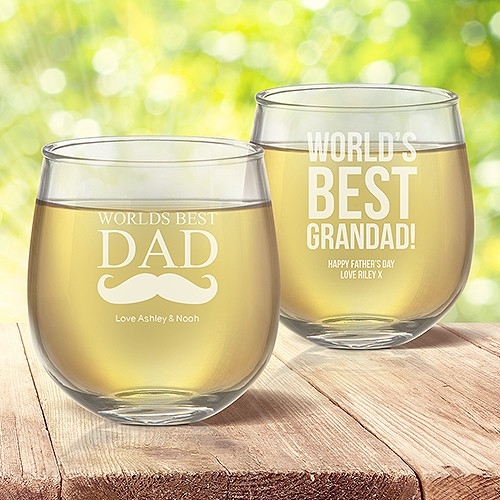 Engraved Stemless Wine Glasses