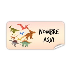 Etiqueta Rectangular  Mezcla de Dinosaurios