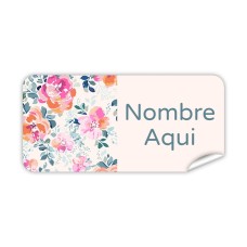 Etiqueta Rectangular Flores
