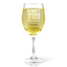 Mummy's Wine Engraved Wine Glass