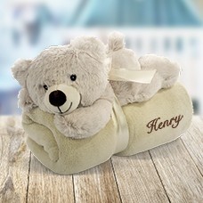 Embroidered Blanket with Bear