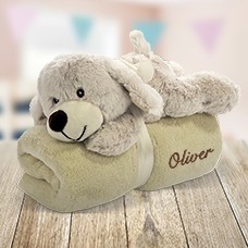 Embroidered Blanket with Dog