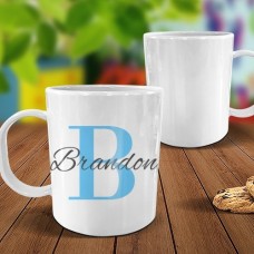 Blue Monogram White Plastic Mug