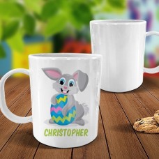 Grey Bunny White Plastic Mug