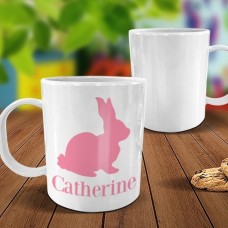 Pink Bunny White Plastic Mug