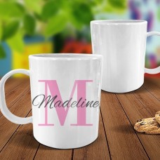 Pink Monogram White Plastic Mug