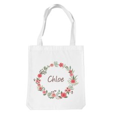Flower Wreath White Tote Bag