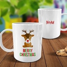 Cute Reindeer White Plastic Mug