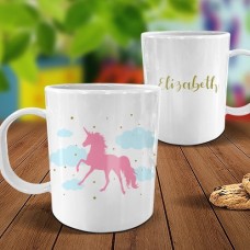 Pink Unicorn White Plastic Mug