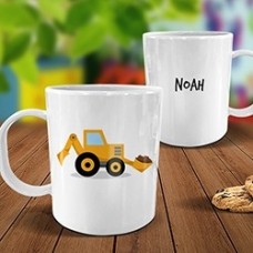 Yellow Digger White Plastic Mug