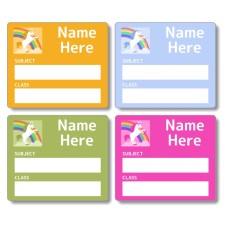 Rainbow Unicorn School Book Label