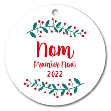 Décoration ronde en porcelaine Houx Premier Noël - FR|CA-FR