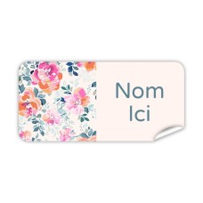 Étiquette Nominative Rectangulaire Fleurs