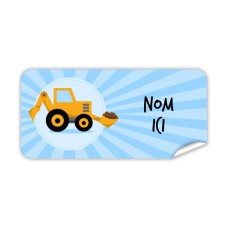 Étiquette Nominative Rectangulaire Pelleteuse Jaune