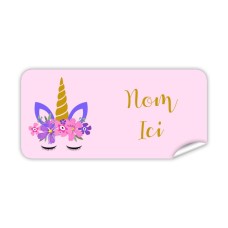 Étiquette Nominative Rectangulaire Licorne