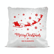 Santa Sleigh Magic Sequin Cushion Cover